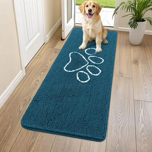 Vista 242 de Smiry Tapete para puerta de perro para patas fangosas, absorbente y Gris y negro