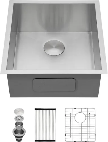 Vista 46 de Kichae Fregadero de Barra Bajo Montaje - Fregadero de Barra de Preparación de 12 x 15 Pulgadas de Acero Inoxidable Calibre 16 Fregadero de Cocina