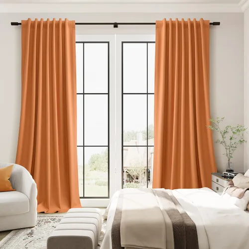 Vista 36 de Guken Cortinas opacas de lino, 2 paneles rústicos, elegantes, 100% opacas, con aislamiento térmico, banda de ganchos y trabilla trasera, 52 x 84