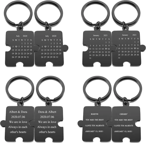 Vista 2 de PiercingJ Llavero de calendario de fotos personalizado a juego para parejas, amigos, día de San Valentín, 1 unidad2 llaveros