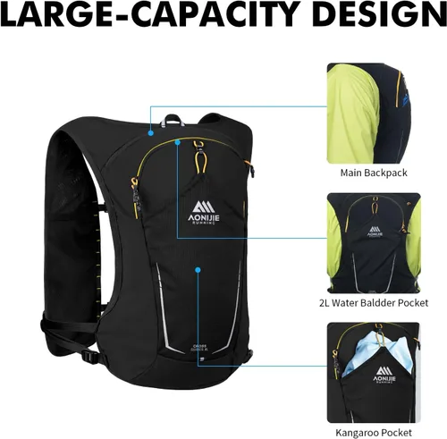 Vista 4 de AONIJIE Running Hydration Vest for Women Men 8L Hydration Backpack Hiking Multiple Pocket Designs Lightweight Breathable for Climbing, Marathon &