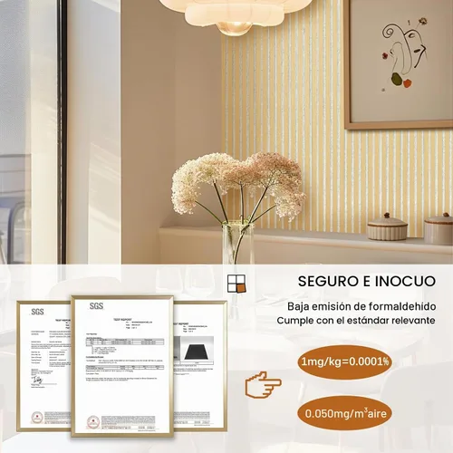Vista 4 de Paneles de Pared para Decoración de Pared Interior, Paquete de 2 Paneles de Pared de Listones, Paneles de Pared Acústicos de Chapa de Madera