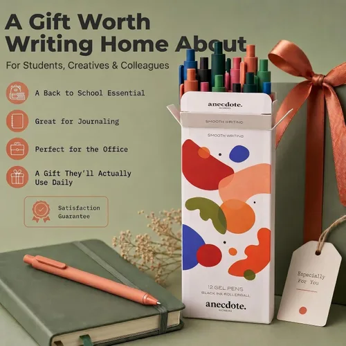 Vista 7 de ANECDOTE. Journaling Pens Set (6 Pack) Black Ink Planner Pens, Fine Point Pens (0.5mm) Cute Journal Accessories, Retractable Gel Pen Set, Smooth