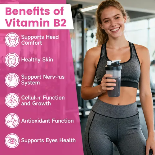 Vista 3 de Gomitas de vitamina B2 con riboflavina de 400 mg con magnesio para niños y adultos, gomitas B2 para apoyo del sistema nervioso y salud de la piel