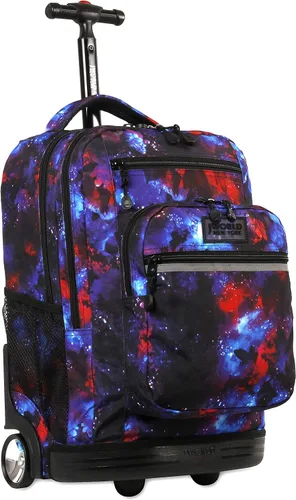 Vista 9 de J World Sundance Mochila Rodante para Laptop para Niñas y Niños. Mochila Escolar con Ruedas, Rombos negro, 20 pulgadas