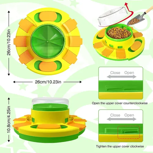 Vista 7 de Juguete alimentador de rompecabezas para perros, juguete verde de alimentación lenta para perros para entrenamiento de coeficiente intelectual