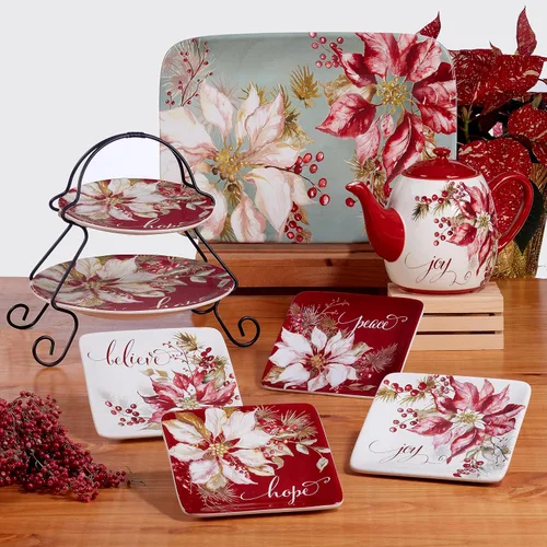 Vista 7 de Certified International Winters Joy - Platos llanos de 11 pulgadas, diseños surtidos, multicolor, grande, juego de 4