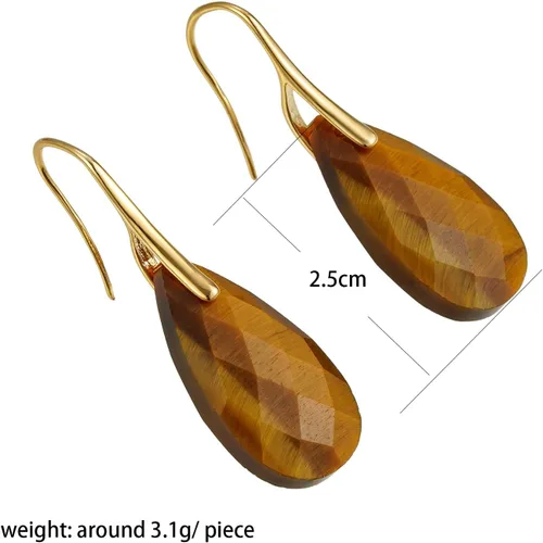 Vista 5 de Plumiss Aretes de piedra natural para mujer, con piedras curativas, hipoalergénicas, ligeros, colgantes de múltiples estilos, joyería para regalo
