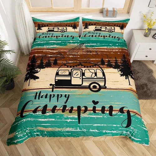 Vista 24 de Erosebridal Camper Bedding - Juego de ropa de cama de 2 piezas, estilo rústico de granja, juego de ropa de cama de campamento para adolescentes