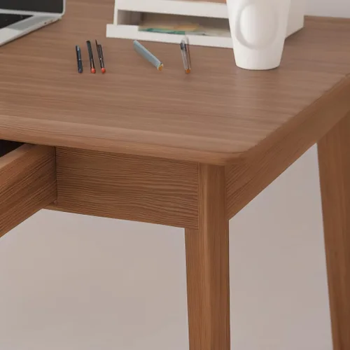 Vista 4 de DELLMAO Escritorio de computadora de escritura, escritorio de oficina, mesa de computadora, escritorio de estudio con 2 cajones para muebles