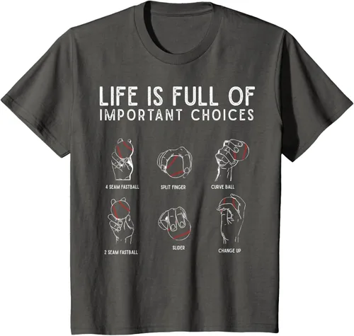 Vista 49 de Tipos de béisbol Pitches Life Choices Jugador Camiseta