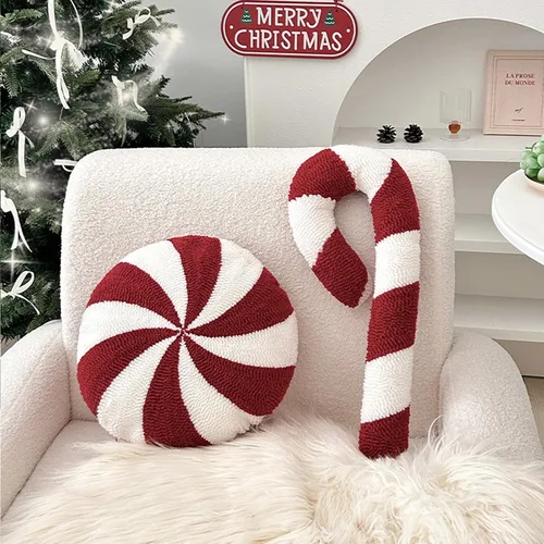 Vista 4 de Fundas de almohada de Navidad con forma de bastón, relleno en forma de bastón, para sofá, cama, sofá, sala de estar, 7.87 x 19.68 pulgadas