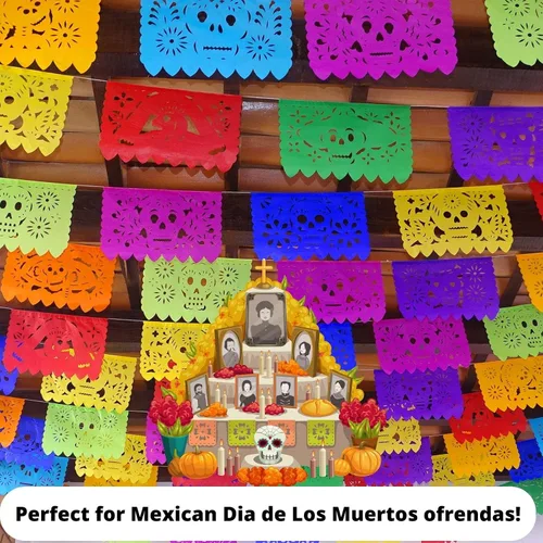 Vista 8 de Dia de Los Muertos Papel Picado, Día de los Muertos, Paquete de 5 Papel de seda