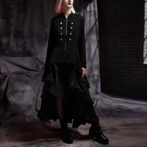 Vista 5 de Chaqueta steampunk para mujer chaqueta militar con botones diseño fluido para mujer