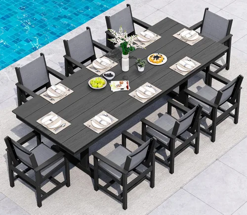 Vista 13 de SERWALL Outdoor 84" HDPE Rectangular Dining Table for 6-8,All-Weather,Aruba