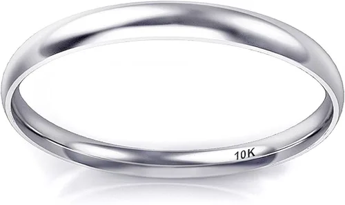Vista 6 de Anillo de alianza de boda de 10 mm en blanco amarillo oro rosa de 2 mm