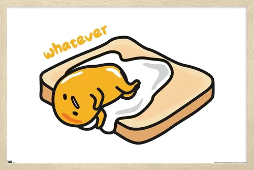 Vista 7 de Trends International Gudetama - Póster de pared Whatever (22.4 pulgadas de largo x 14.7 pulgadas), versión enmarcada en madera de granero Versión