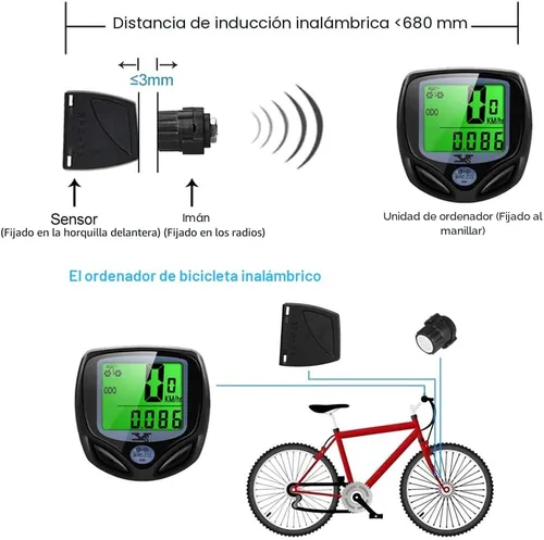 Vista 3 de SY Velocímetro y cuentakilómetros para bicicleta. Computadora inalámbrica impermeable para bicicleta con pantalla LCD y múltiples funciones de YS