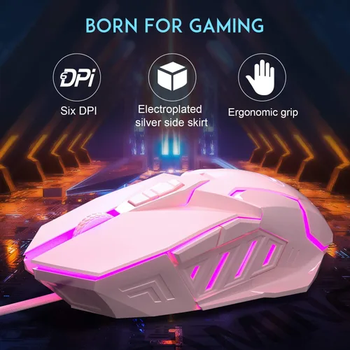 Vista 4 de MageGee G10 Gaming Mouse Wired, 7 Colors Breathing LED Backlit Gaming Mouse, 6 Adjustable DPI (up to 3200 DPI), Ergonomic Optical Computer Mouse