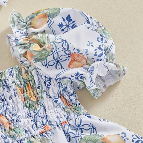 Vista 4 de Mameluco de verano para niña, sin mangas, vintage, con burbujas, vestido de mameluco lindo y diadema