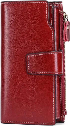 Vista 6 de SENDEFN - Cartera de cuero para mujer portatarjetas con bloqueo RFID monedero para mujer con cierre