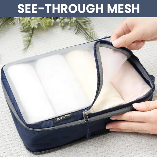 Vista 105 de BAGAIL 4 Set/6 Set Ultraligero Compresión Embalaje Cubos Organizador de Embalaje para Accesorios de Viaje Equipaje Maleta Mochila