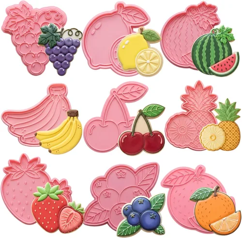 Vista 10 de Apple Cookie Cutters with Embosser Stamp 3D Printed PLA Citrus Fruit Shape 3 Inch Summer Citrus Party Birthday Baking Supplies