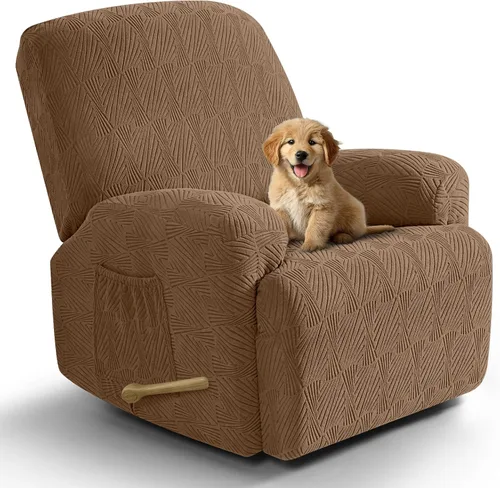 Vista 17 de VANSOFY Fundas para sillas reclinables, 4 piezas, elásticas, de tela jacquard, suave funda para silla reclinable, protector de muebles con parte