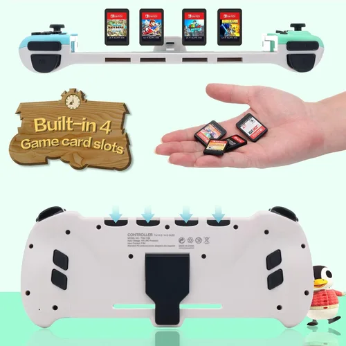 Vista 7 de ECHZOVE Upgrade Nintendo Switch OLED Controller Grip - Ergonomic Animal Crossing Style Controller with Joystick, NFC, Turbo, Six-Axis Gyro, Dual