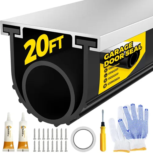 Vista 9 de Holikme Sello para puerta de garaje, kit de retención de riel de aluminio preperforado, fácil de instalar, combinación de anillo en U + O duradero