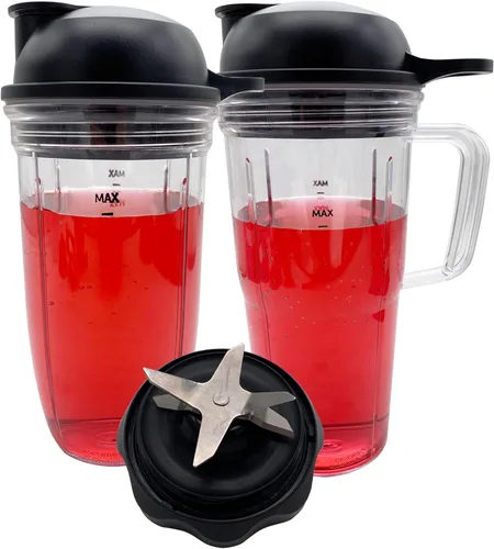 Vista 6 de Mezclador de repuesto con cuchilla extractora de fácil giro con taza de 18/24 onzas con tapa para llevar, compatible con NutriBullet Blender Combo