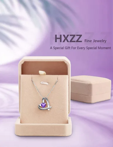 Vista 3 de HXZZ Fine Jewelry - Collar con colgante de plata de ley con topacio azul suizo, amatista, citrino, peridoto y ópalo, regalo para mujer, Gema