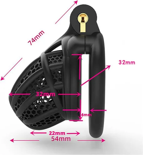 Vista 4 de Jaula de castidad para hombre, dispositivos de castidad masculina, jaula de pene pequeña para hombres, jaula de castidad plana BDSM Cage F001
