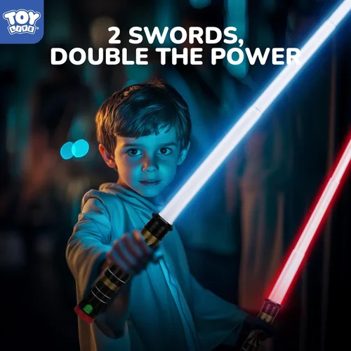 Vista 4 de TOY Life Paquete de 2 espadas de luz de sable oscuro para niños, espada iluminada LED, inquisidor, espadas iluminadas para niños, sable de luz