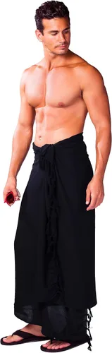 Vista 3 de 1 World Sarongs Pareo para hombre con motivo tradicional Negro
