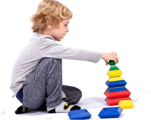 Vista 2 de KUTOI Bloques de construcción de juguetes apilables de pirámides, rompecabezas 3D, rompecabezas para niños y adultos, actividades creativas