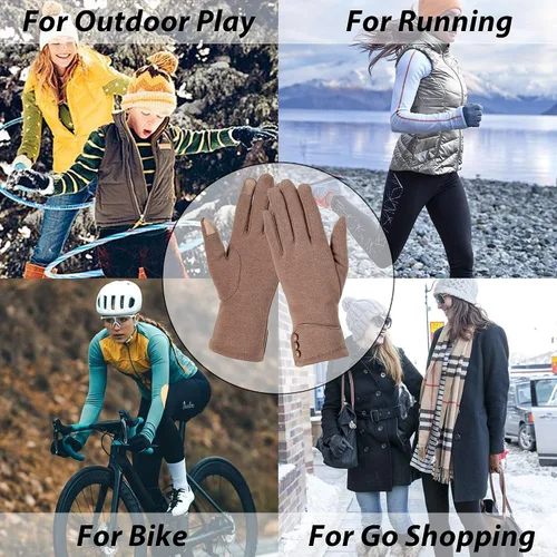Vista 4 de 3 pares de guantes de invierno para mujeres clima frío niñas con dedos de pantalla táctil cálidos y gruesos mensajes de texto al por mayor
