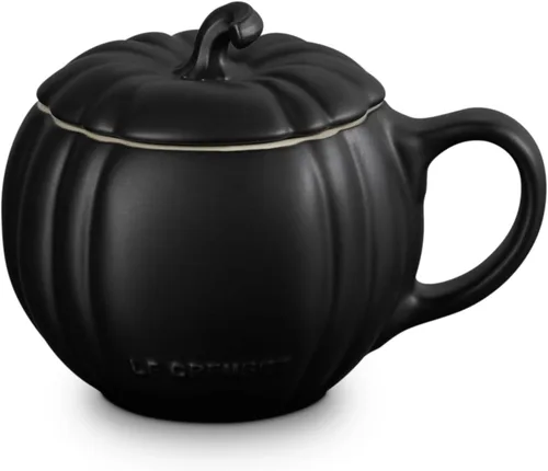 Vista 8 de Le Creuset - Taza de cerámica de calabaza con tapa, 14 onzas, caqui Naranja (Persimmon)