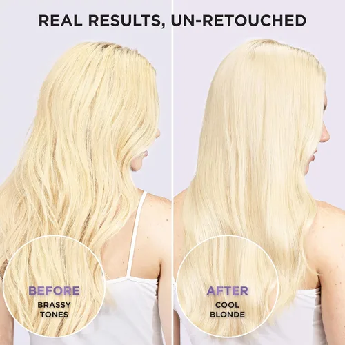 Vista 2 de L'Oreal Paris Champú Morado Tonificante Anticobrizo Sin Sulfato para Cabello Rubio, Decolorado, Plateado o con Mechas Marrones, EverPure, 6.8 Fl Oz