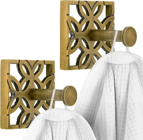 Vista 9 de Autumn Alley Dos Ganchos Dorados, Gancho para Toallas de Baño, Gancho para Bata Montado en la Pared - Ganchos Decorativos de Pared para Toalla
