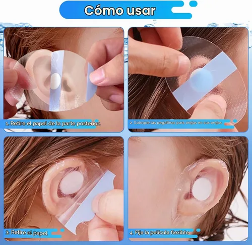 Vista 5 de 120 unidades de parches de oído impermeables desechables, cubiertas de oído para bebés para natación, protectores de oído para la ducha, con algodón
