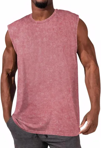 Vista 13 de Camisetas sin mangas para hombre, camisetas sin mangas de algodón de ajuste Negro