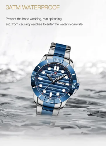 Vista 4 de NAVIFORCE Relojes de pulsera para hombre de acero inoxidable analógico de cuarzo resistente al agua con fecha