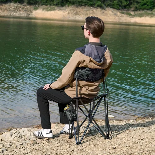 Vista 2 de X Strike Sillas de pesca con soporte para caña de pescar al aire libre plegable