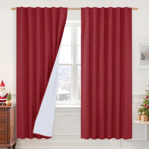 Vista 26 de LAMIT Cortinas opacas cortas de lino de 30 pulgadas para ventanas de cocina sobre el fregadero, cortinas de café texturizadas de lino marfil
