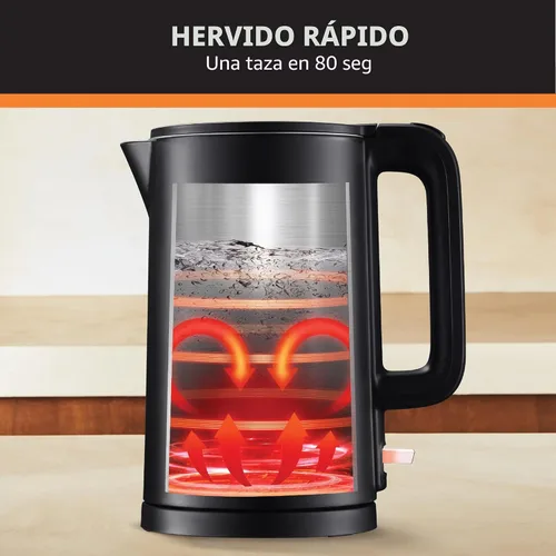 Vista 3 de KRUPS Hervidor de Agua Eléctrico de 1.5L de Acero Inoxidable con Toque Frío en el Interior, Hervido Rápido, Una Taza en 80 Segundos, Pared Doble