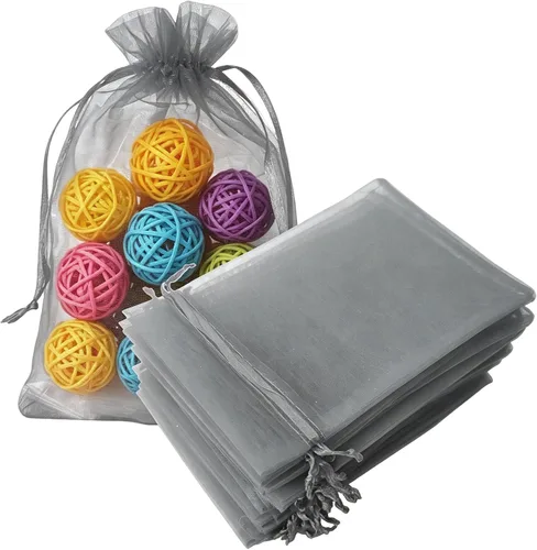 Vista 42 de Juego de 50 bolsas de organza de regalo con cordón azul aguamarina de 4 x 6 pulgadas para baby shower, Navidad, boda, recuerdos de fiesta, despedida