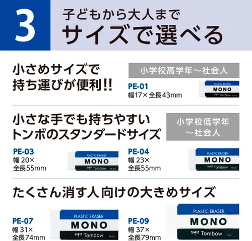 Vista 5 de Borrador de plástico Mono, paquete de 10 unidades [importado de Japón] PE01