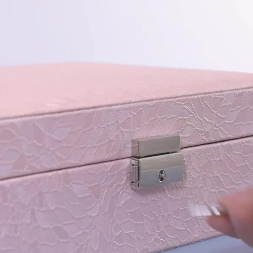 Vista 6 de YZJJ Joyero de dos capas, organizador de joyas de piel sintética con protección del medio ambiente, para mujeres, niñas, novia, esposa, regalo ideal