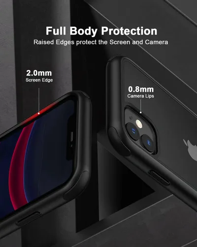Vista 4 de Mobnano Funda transparente para iPhone 11, con protección multicolor a prueba de golpes, no amarillenta, anti arañazos, parte trasera